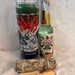 Saint Michael Candle and Florida Water Set